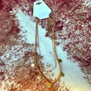 Gold and Peach beaded layer summer‎ necklace